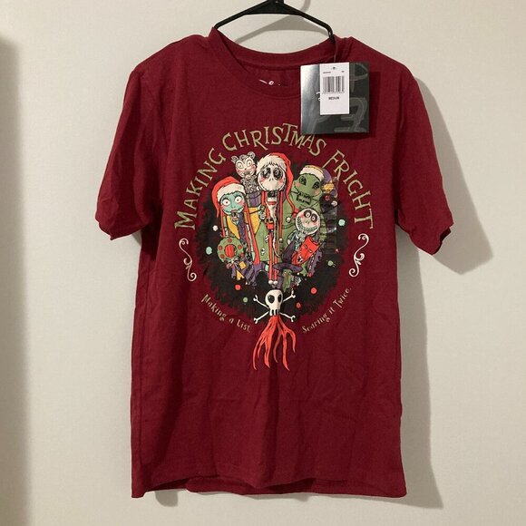 Disney Tops - Nightmare before Christmas Disney T-Shirt New with Tags Maroon Red Size M Unisex